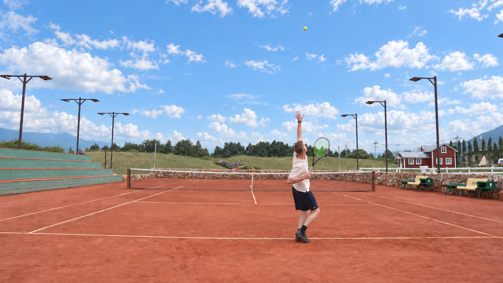 Serve preparation: the toss drifts behind you